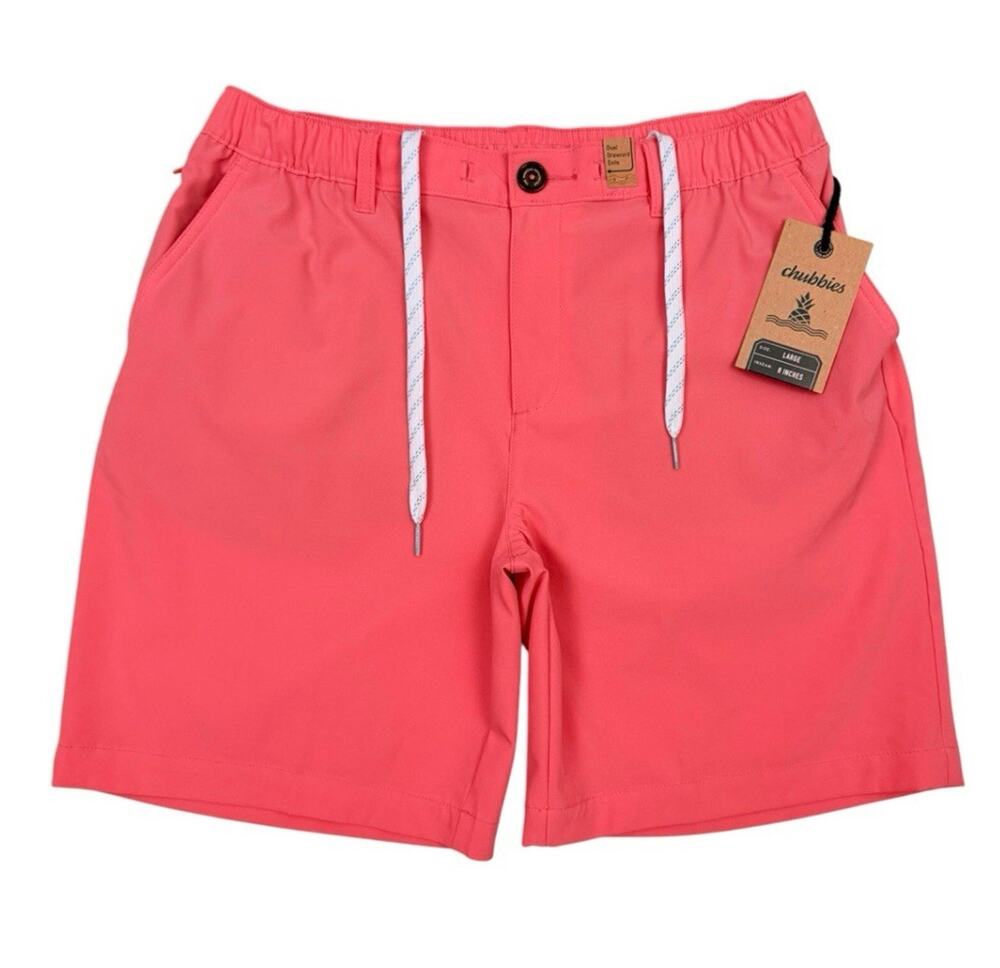 Chubbies Mens Everywear Shorts Large Coral Red The New Englands 8” Inseam NWT